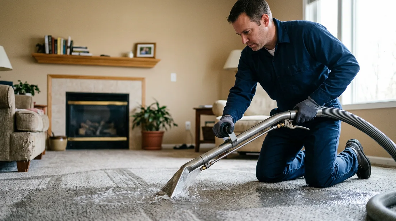 Water damage restoration technician working near Cohoctah, MI